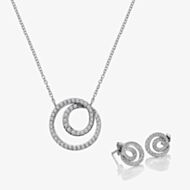 Hot Diamonds Silver Shimmer Circle Studs and Pendant Jewellery Set SS157