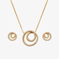 Hot Diamonds Golden Edit White Topaz Shimmer Circle Jewellery Set SS156