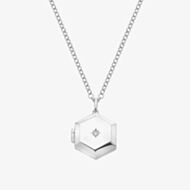 Hot Diamonds Silver Diamond Set Hexagon Locket Necklace DP1100