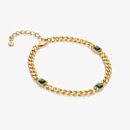 Hot Diamonds Golden Edit Revive Malachite Chain Bracelet DL712