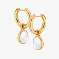 Hot Diamonds Calm 18ct Gold Plated Mother Of Pearl Diamond Hoop Dropper Earrings DE671