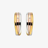 Hot Diamonds Sterling Silver Three Colour Diamond Trio Huggie Hoop Earrings DE841