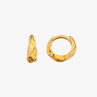 Hot Diamonds HD X GE Ridge 18ct Yellow Gold Huggie Hoop Earrings DE852