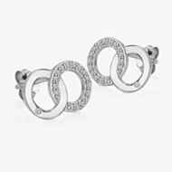 Hot Diamonds Sterling Silver Interlocking Circle Stud Earrings DE913