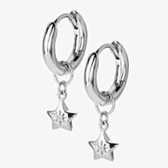 Hot Diamonds Silver Star Dropper Hoop Earrings DE719