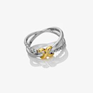 Hot Diamonds Coupled Two Tone Diamond Set Crossover Ring DR306