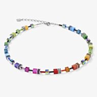 Coeur De Lion GeoCUBE Multicolour Rainbow Silver Crystal Bead Necklace 2838/10-1520