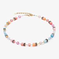 Coeur De Lion GeoCUBE Gold Plated Aqua Apricot Bead Necklace 2838/10-2028
