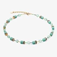 Coeur De Lion GeoCUBE Iconic Mono Gold Plated Green Crystal Necklace 4020/10-0533