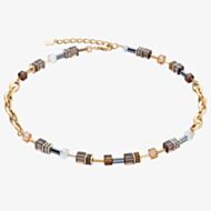Coeur De Lion Ladies GeoCUBE Gold Tone Smokey Quartz Necklace 4524/10-1116