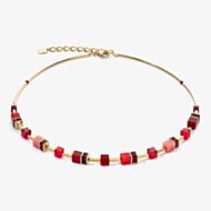Coeur De Lion GeoCUBE Iconic Lite Red Multi Stone Necklace 2800/10-0300