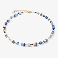 Coeur De Lion GeoCUBE Gold Tone Blue Multi Stone Necklace 2839/10-0716
