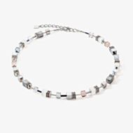 Coeur De Lion GeoCUBE Iconic Monochrome & Peach Multi Stone Necklace 4012/10-0225