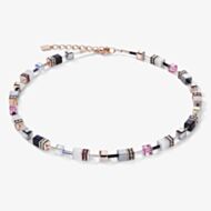 Coeur De Lion GeoCUBE Light Rose Gold Multistone Necklace 4013/10-1920