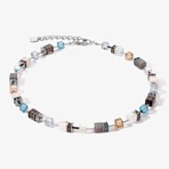 Coeur De Lion GeoCUBE Precious Aqua Beige Multistone Necklace 4505/10-2010