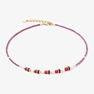 Coeur De Lion Sparkling Princess Gold & Red Multi Ston Necklace 4567/10-0300