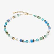 Coeur De Lion GeoCUBE Iconic Precious Green & Blue Multi Stone Necklace 4905/10-0506