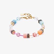Coeur De Lion GeoCUBE Gold Plated Aqua Apricot Bead Bracelet 2838/30-2028