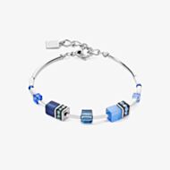 Coeur De Lion GeoCUBE Iconic Lite Silver Tone Blue Multi Stone Bracelet 2800/30-0700