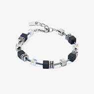 Coeur De Lion GeoCUBE Siver Tone Monochrome Multi Stone Bracelet 4018/30-1318