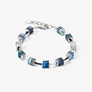 Coeur De Lion GeoCUBE Silver Tone Multi Stone Blue Bracelet 4509/30-0700