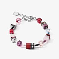 Coeur De Lion GeoCUBE Red Purple Mulitstone Bracelet 4905/30-0308