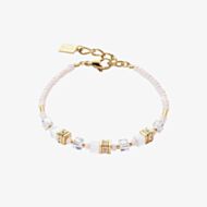 Coeur De Lion Mini Cubes Gold White Bracelet 4565/30-1416