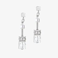 Coeur De Lion Ladies GeoCUBE Iconic Nature White Crystal Drop Earrings 3018/21-1417