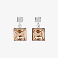 Coeur De Lion Square Peach Crystal Dropper Earrings 0080/21-0225
