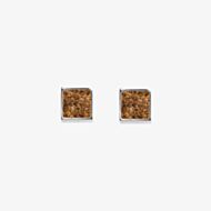 Coeur De Lion Silver Tone Brown Crystal Square Stud Earrings 0117/21-1120