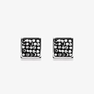 Coeur De Lion Silver Tone Anthracite Crystal Square Stud Earrings 0117/21-1223