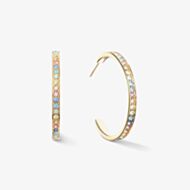 Coeur De Lion Gold Tone Multi Coloured Pastel Crystal Hoop Earrings 0128/21-1590