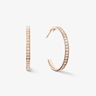Coeur De Lion Rose Gold Tone Stainless Steel Crystal Hoop Earrings 0128/21-1822