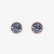Coeur De Lion Rose Gold Tone Anthracite Crystal Stud Earrings 0218/21-1223