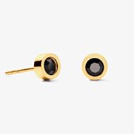 Coeur De Lion Sparkling Dots Gold Tone Black Crystal Glass Stud Earrings 0227/21-1316