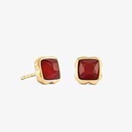 Coeur De Lion Gold Tone Red Agate January Birth Stone Stud Earrings 1301/21-0300