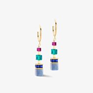 Coeur De Lion GeoCUBE Precious Statement Gold Tone Multi Colour Dropper Earrings 3039/21-1561
