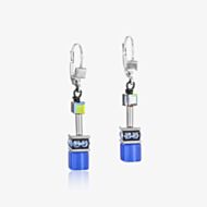 Coeur De Lion GeoCUBE Silver Tone Cobalt Blue Multi Stone Dropper Earrings 4014/20-0712