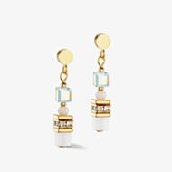 Coeur De Lion Mini Cubes Gold Tone Multi Stone Gold & White Dropper Earrings 4565/21-1416