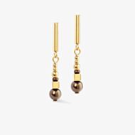 Coeur De Lion Shimmering Princess Gold Tone Mocha Multi Bead Dropper Earrings 4312/21-1100