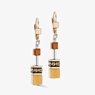 Coeur De Lion GeoCUBE Gold Tone Mocha Multi Bead Dropper Earrings 2838/20-1100