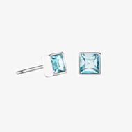 Coeur De Lion Brilliant Square Small Silver Aqua Blue Earrings 0501/21-2017