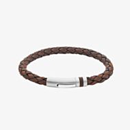 Unique Stainless Steel Clasp Matte Brown Braided Leather Bracelet B565DB/21CM