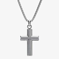 Unique Stainless Steel Matte Polished Cross Pendant AN-117/50CM