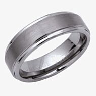 Unique Mens Tungsten Carbide 7mm Brushed and Polished Bevelled Ring TUR-3