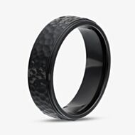 Unique Zirconium Black 7mm Hammered Band Ring ZR-26
