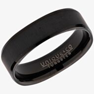 Unique Mens Tungsten Black IP Plated Square 6mm Ring TUR-95