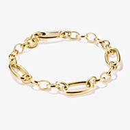 THOMAS SABO Charm Club Connect Gold Plated 3x Oval Link Charm Bracelet C1203-413-39