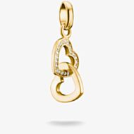THOMAS SABO Charm Club Connect 18ct Yellow Gold Plated Cubic Zirconia Intertwined Double Heart Charm CC1201-M01-14