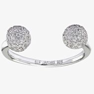Sif Jakobs Ladies Rhodium Plated 'Bobbio Due' White Pave Open Ring SJ-R0250-CZ